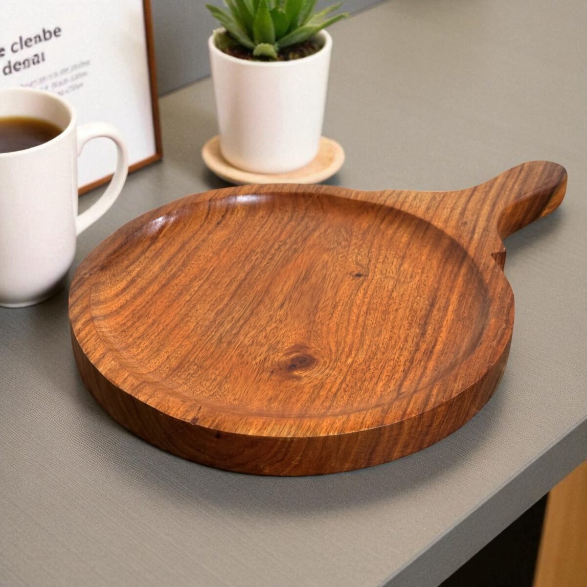 Handcrafted Wooden Pizza Serving Bat with Handle – 9 Inch by Harmiche