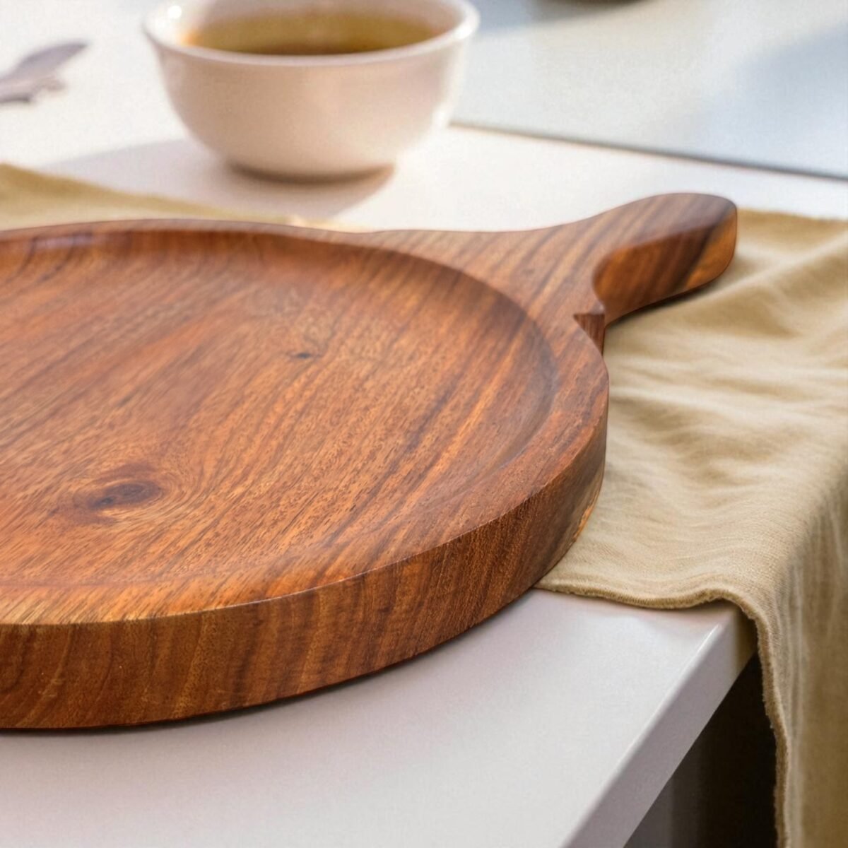 Handcrafted Wooden Pizza Serving Bat with Handle – 9 Inch by Harmiche