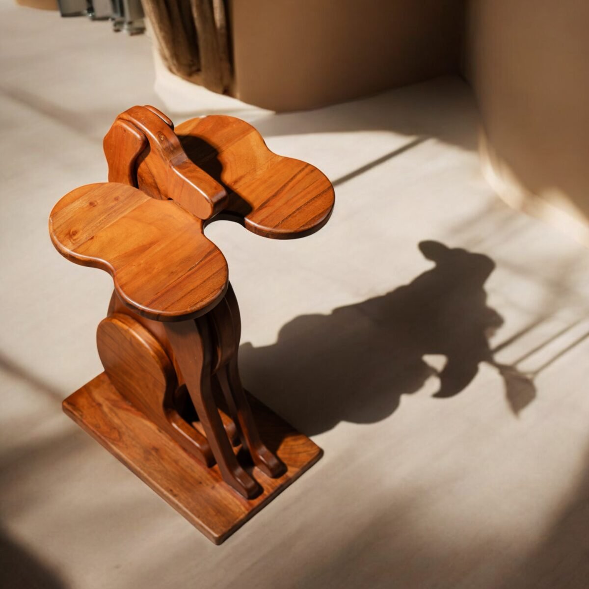 Harmiche Canine Companion Side Table – Handcrafted in Solid Acacia Wood | Dog Table