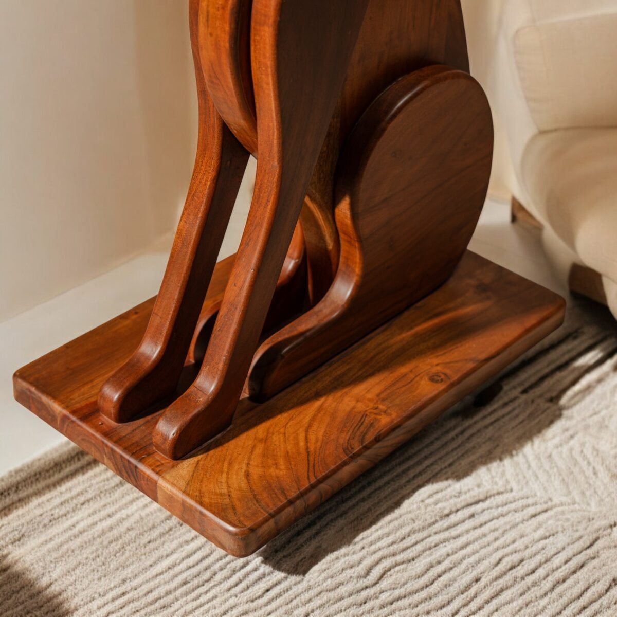 Harmiche Canine Companion Side Table – Handcrafted in Solid Acacia Wood | Dog Table