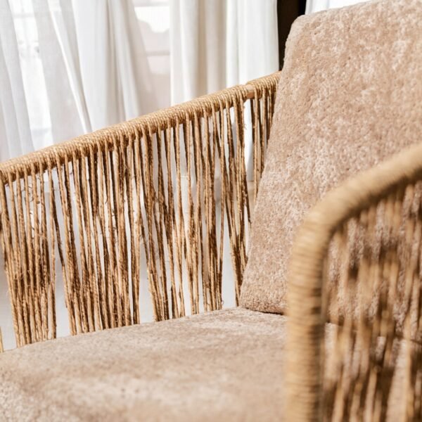 Harmiche Solace Rope Lounge Chair – Handwoven Jute & Plush Upholstery Accent Seating