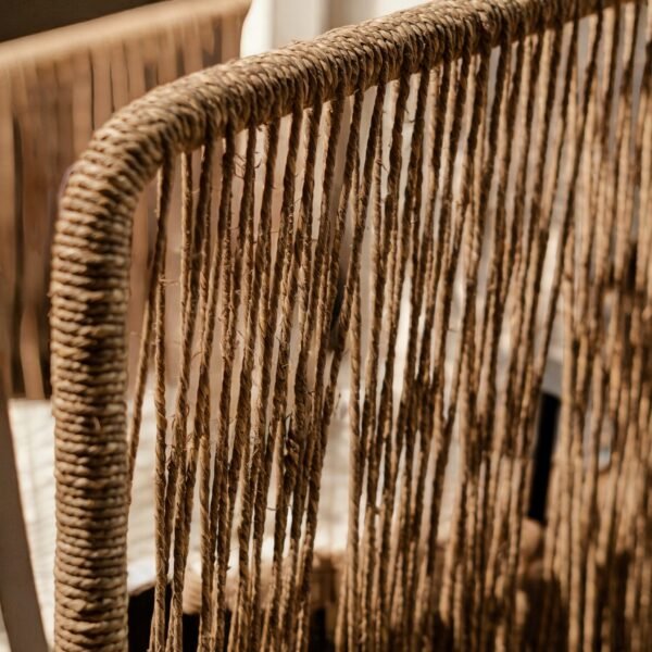 Harmiche Solace Rope Lounge Chair – Handwoven Jute & Plush Upholstery Accent Seating