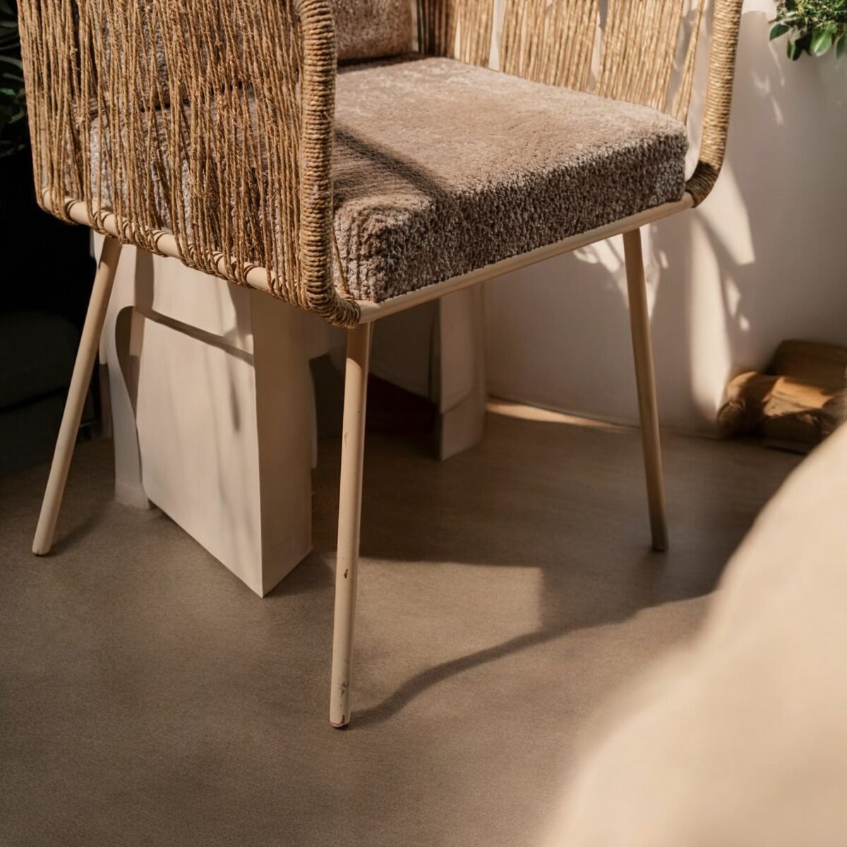 Harmiche Solace Rope Lounge Chair – Handwoven Jute & Plush Upholstery Accent Seating
