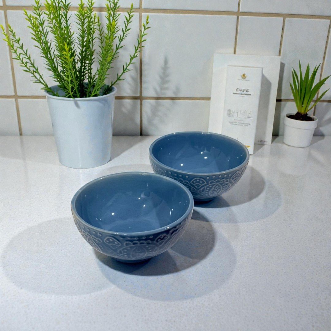 Eira Nordic Bloom Soup Bowls – Set of 2 Handcrafted Ceramic Bowls by Harmiche
