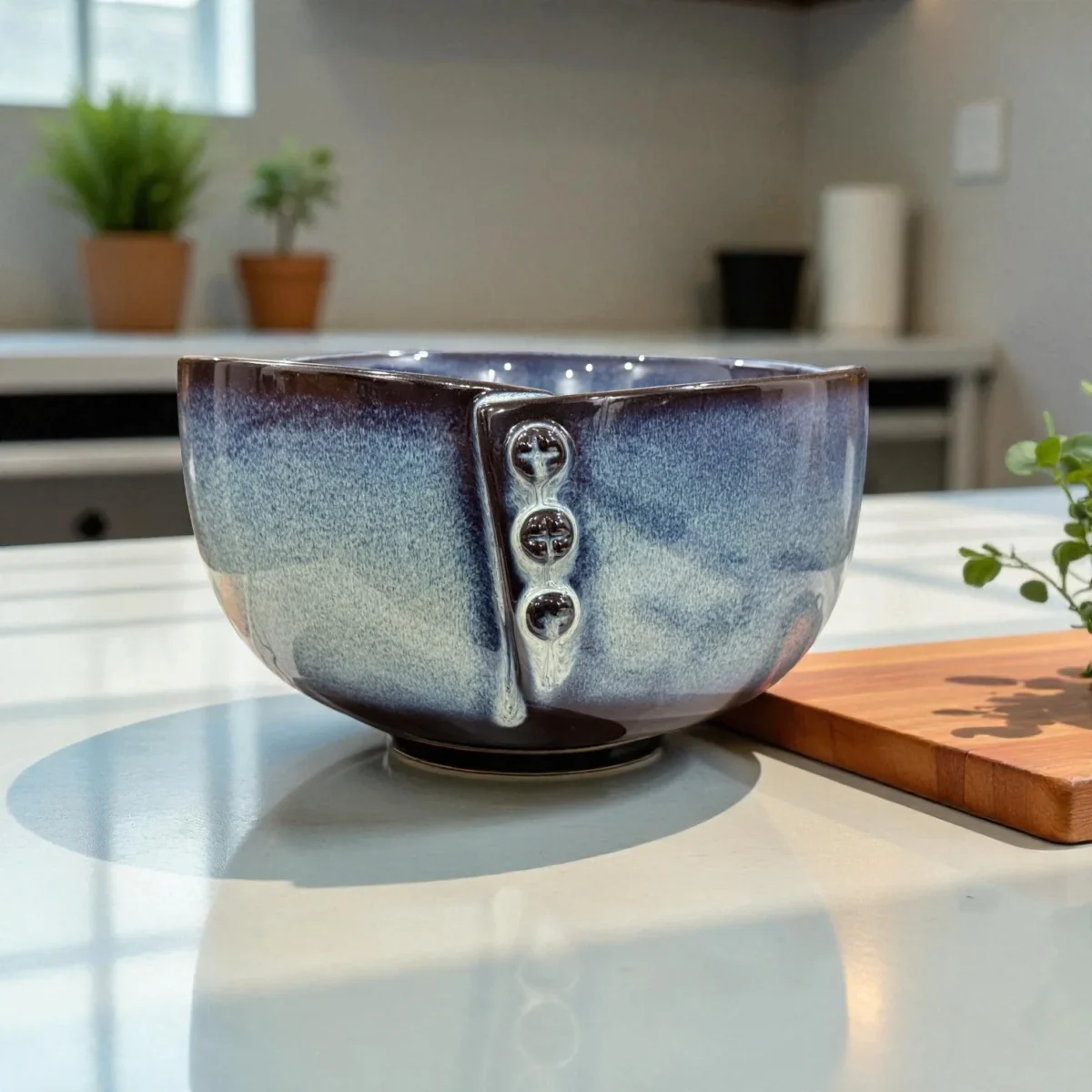 Harmiche Misty Ridge Ceramic Serving Bowl – Handcrafted 2500ml Reactive Glaze Bowl