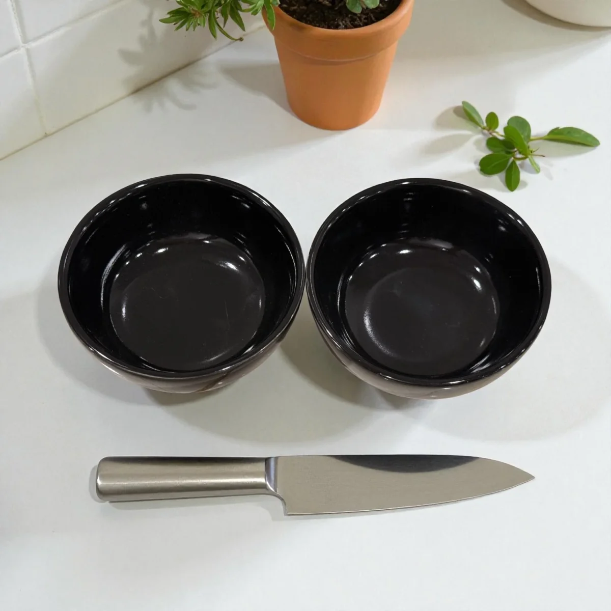 Harmiche Noir Glaze Ceramic Katori Bowl Set of 2 – Handcrafted 200ml Portion Bowls for Everyday Dining
