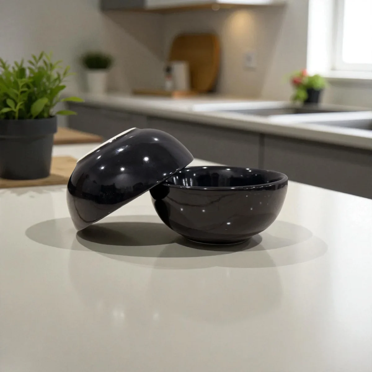 Harmiche Noir Glaze Ceramic Katori Bowl Set of 2 – Handcrafted 200ml Portion Bowls for Everyday Dining