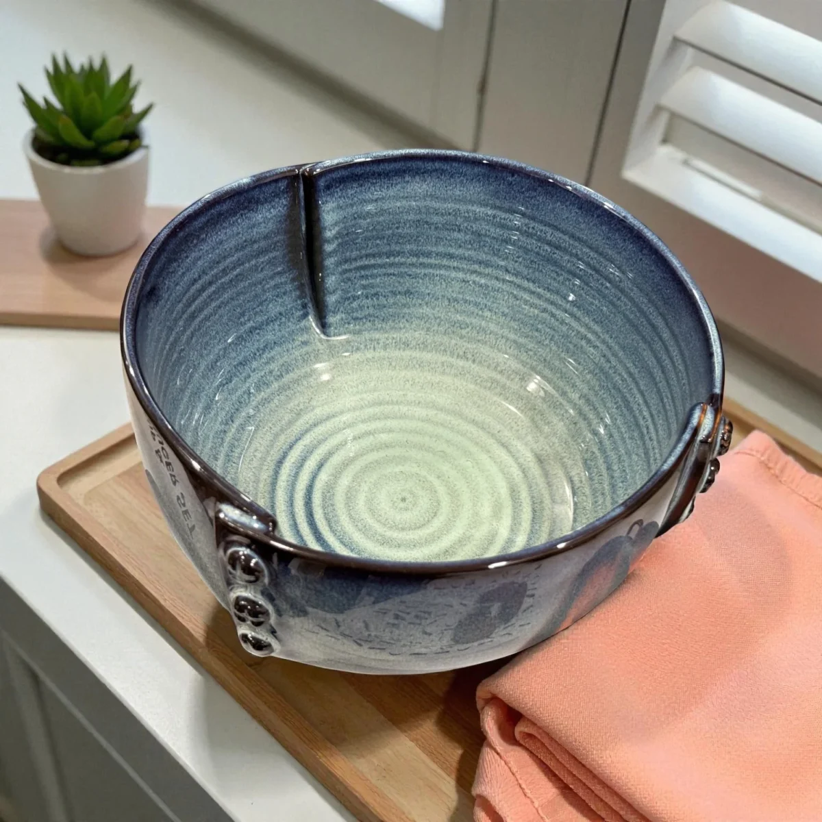Harmiche Misty Ridge Ceramic Serving Bowl – Handcrafted 2500ml Reactive Glaze Bowl