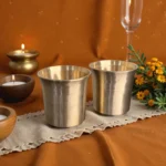 Harmiche Niva 250 ml Kansa Water Glasses Set of 2 | Lead-Free Bronze Drinking Glasses | Handcrafted Kansa Tumblers for Water, Chaas & Juices