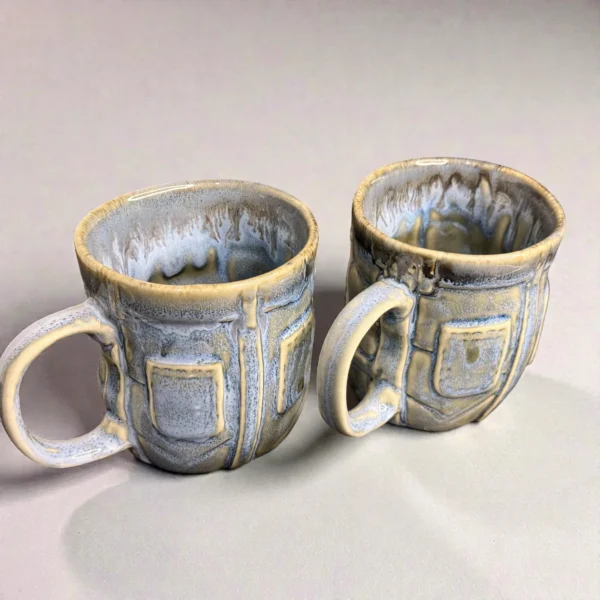 Harmiche OceanRelief Drip-Glaze Ceramic Mugs – Set of 2 (250 ml)