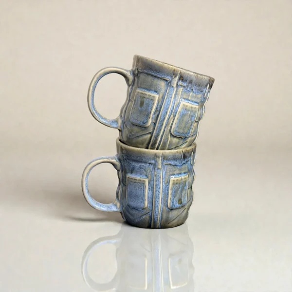Harmiche OceanRelief Drip-Glaze Ceramic Mugs – Set of 2 (250 ml)