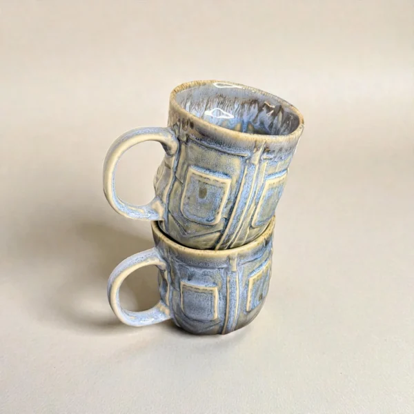 Harmiche OceanRelief Drip-Glaze Ceramic Mugs – Set of 2 (250 ml)