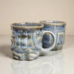 Harmiche OceanRelief Drip-Glaze Ceramic Mugs – Set of 2 (250 ml) | Beautiful Sculptural Mugs