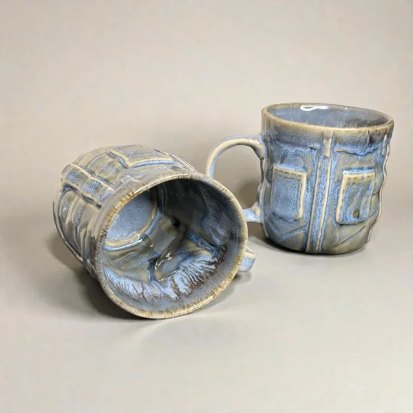 Harmiche OceanRelief Drip-Glaze Ceramic Mugs – Set of 2 (250 ml)