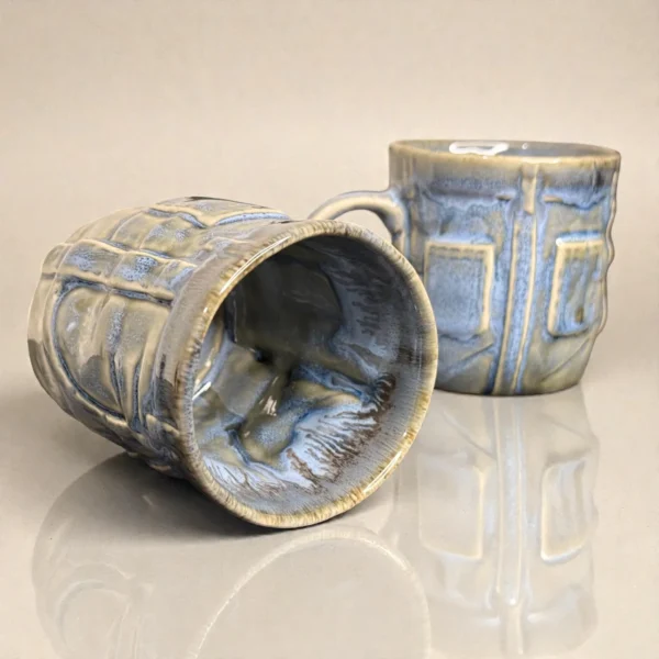 Harmiche OceanRelief Drip-Glaze Ceramic Mugs – Set of 2 (250 ml)