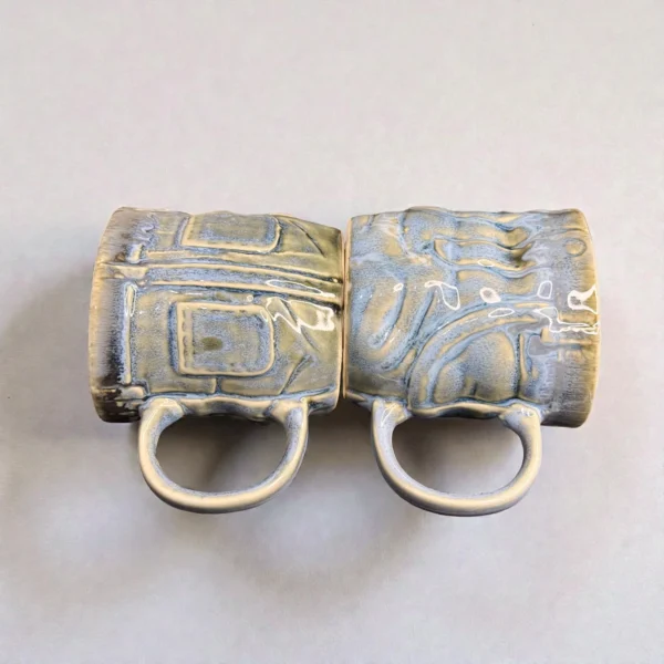 Harmiche OceanRelief Drip-Glaze Ceramic Mugs – Set of 2 (250 ml)