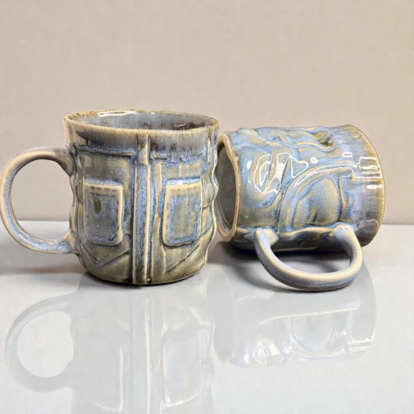 Harmiche OceanRelief Drip-Glaze Ceramic Mugs – Set of 2 (250 ml)