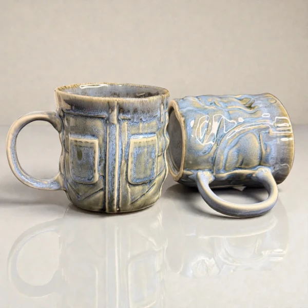 Harmiche OceanRelief Drip-Glaze Ceramic Mugs – Set of 2 (250 ml)
