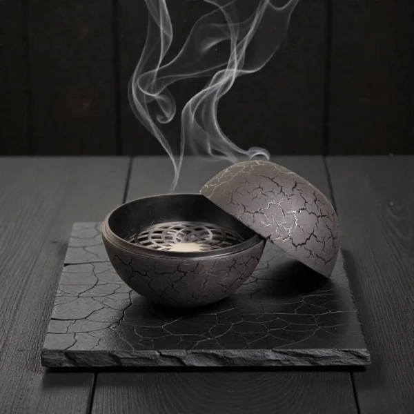 Harmiche VolcanoSphere Dry Ice Presentation Bowl – Textured Aluminium Alloy Base with SS Floral Plate (12cm, 18cm Tall)