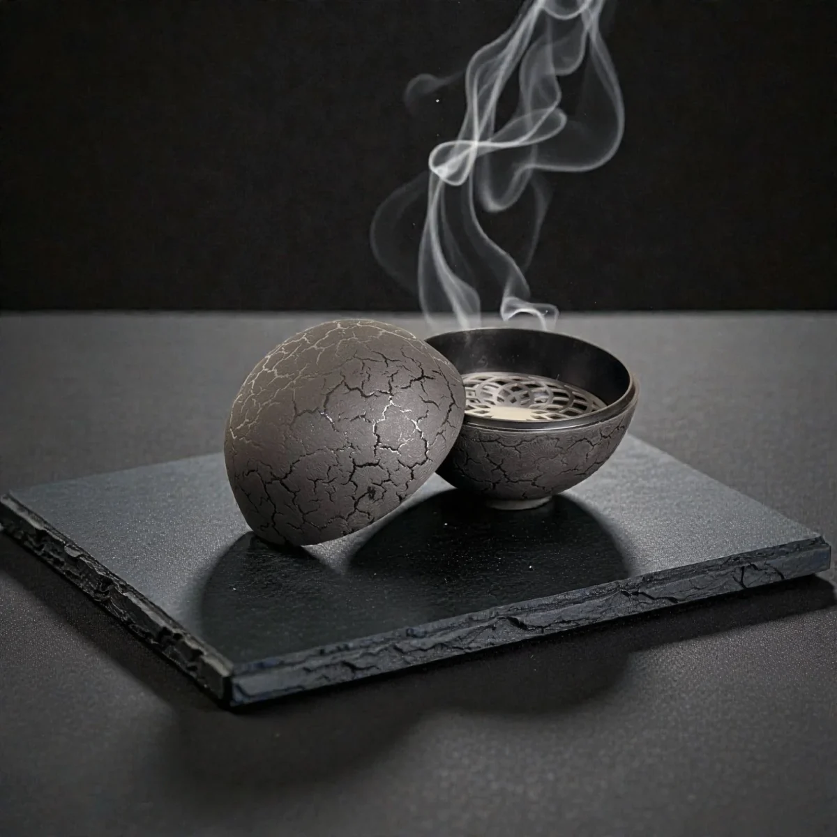 Harmiche VolcanoSphere Dry Ice Presentation Bowl – Textured Aluminium Alloy Base with SS Floral Plate (12cm, 18cm Tall)