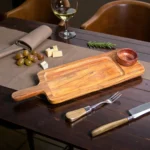 Harmiche LuxeServe Magnetic Dip Platter with Removable Wooden Dip Bowl | 36 × 14.5 cm (Wooden Serving Platter)