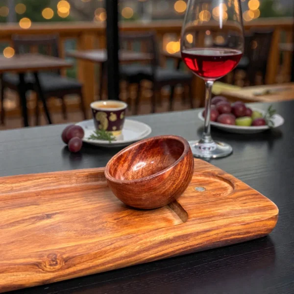 Harmiche LuxeServe Magnetic Dip Platter with Removable Wooden Dip Bowl | 36 × 14.5 cm (Platter Surface, excl. handle)
