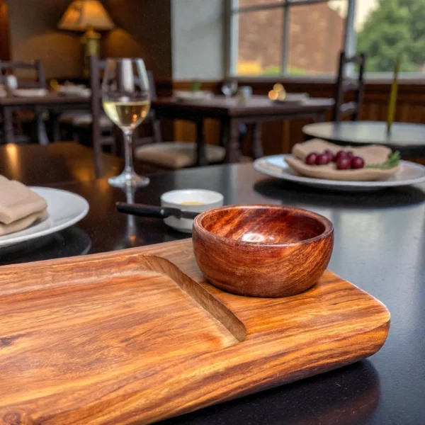 Harmiche LuxeServe Magnetic Dip Platter with Removable Wooden Dip Bowl | 36 × 14.5 cm (Platter Surface, excl. handle)