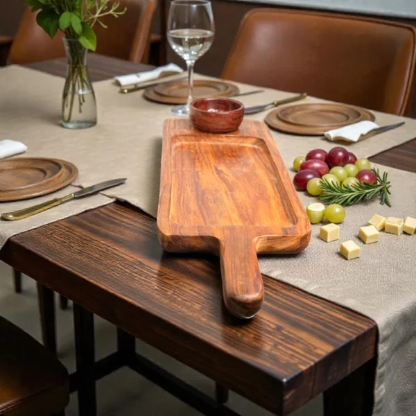Harmiche LuxeServe Magnetic Dip Platter with Removable Wooden Dip Bowl | 36 × 14.5 cm (Platter Surface, excl. handle)