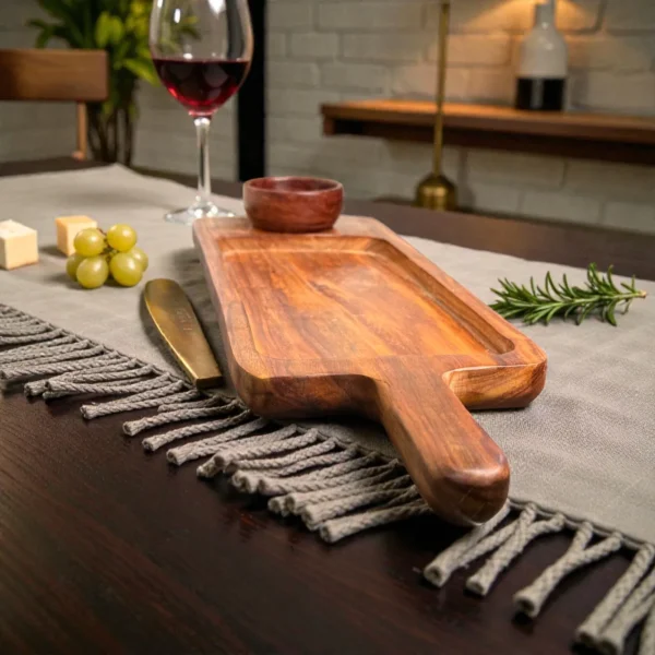 Harmiche LuxeServe Magnetic Dip Platter with Removable Wooden Dip Bowl | 36 × 14.5 cm (Platter Surface, excl. handle)