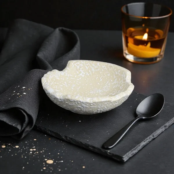 Harmiche IvoryCrater Double-Wall Ceramic Serving Bowl – 7 Inch (750 ml) | Hot Food Soup, Curry & Noodle Bowl