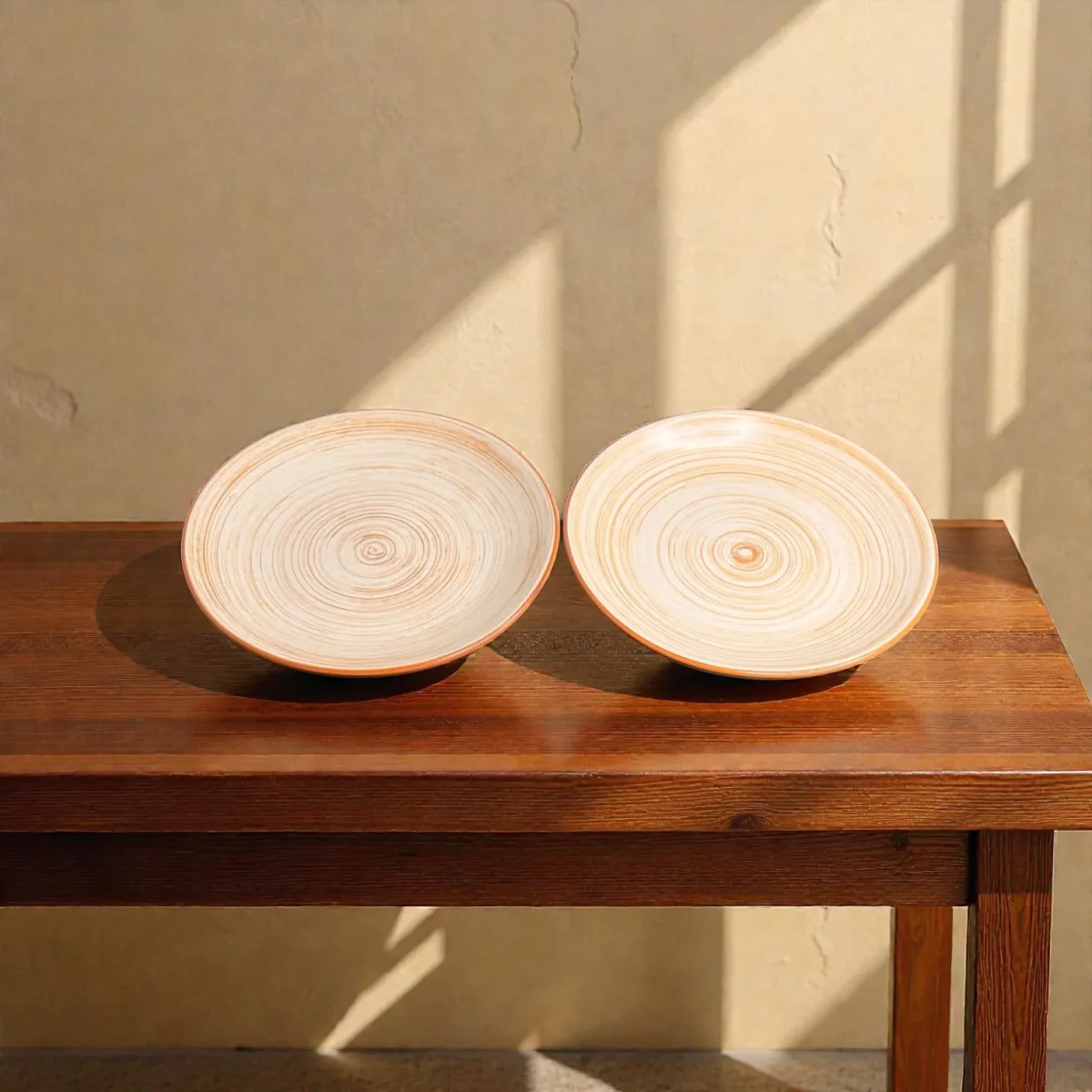 Harmiche TerraSwirl Ceramic Quarter Plates (Set of 2) – 7 Inch Snack & Dessert Plates