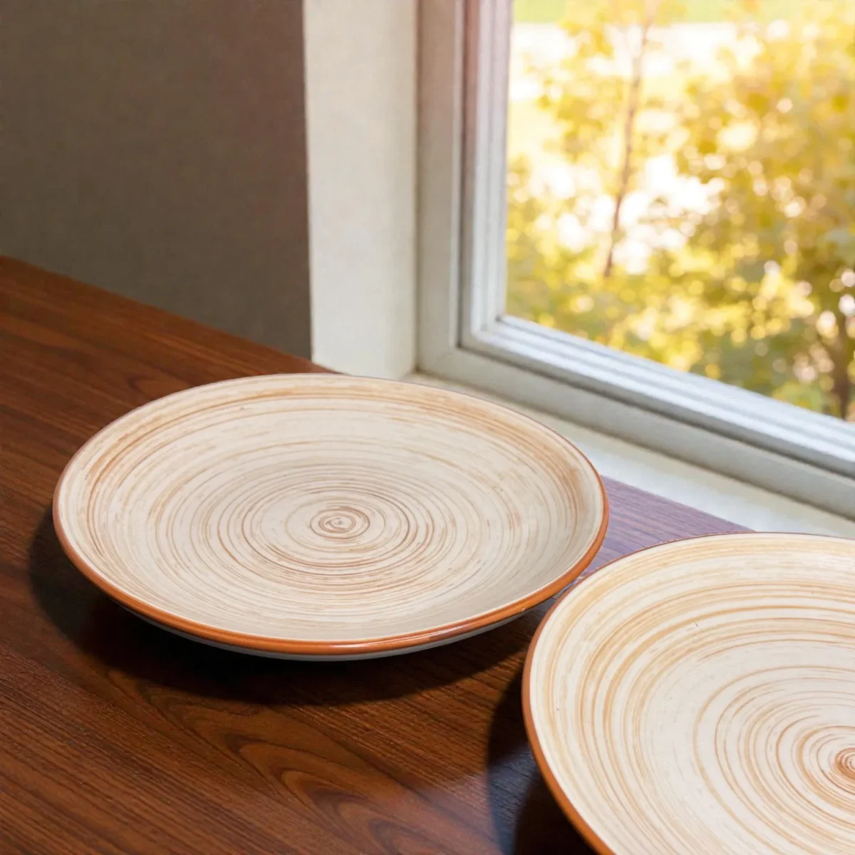 Harmiche TerraSwirl Ceramic Quarter Plates (Set of 2) – 7 Inch Snack & Dessert Plates