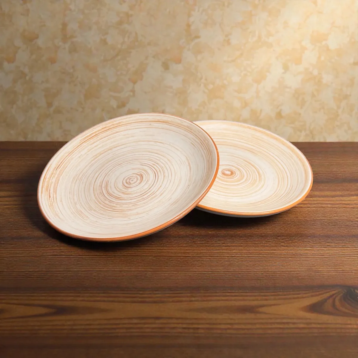 Harmiche TerraSwirl Ceramic Quarter Plates (Set of 2) – 7 Inch Snack & Dessert Plates