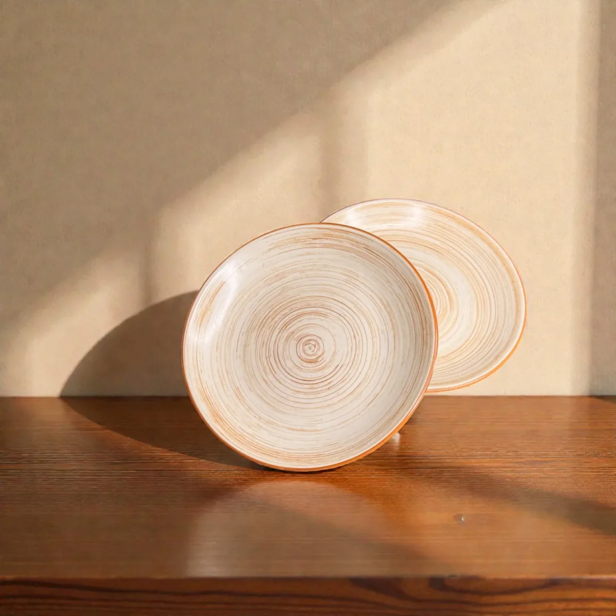 Harmiche TerraSwirl Ceramic Quarter Plates (Set of 2) – 7 Inch Snack & Dessert Plates