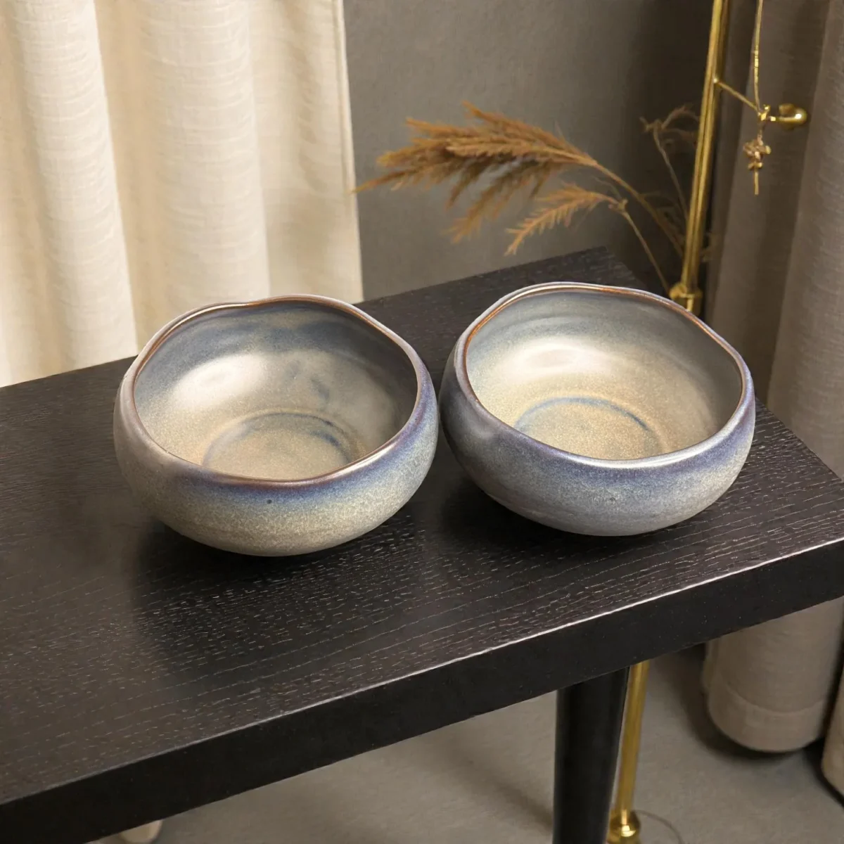 Harmiche Graphite Pebble Deep Bowls (Set of 2) – 700ml | 5 Inch (Approx.)