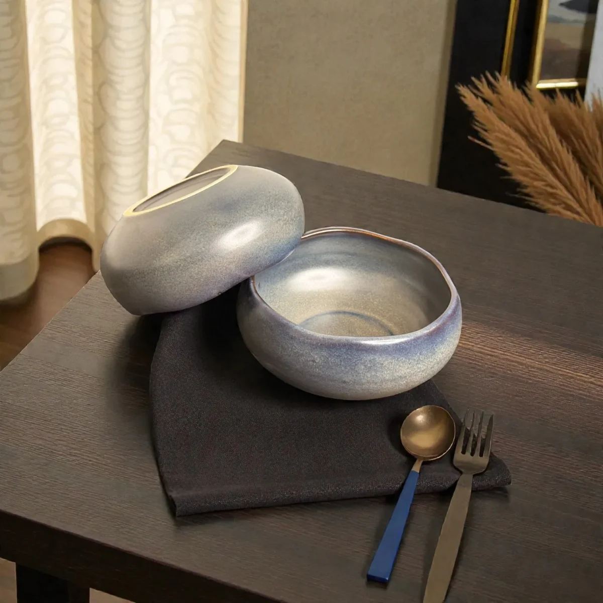 Harmiche Graphite Pebble Deep Bowls (Set of 2) – 700ml | 5 Inch (Approx.)