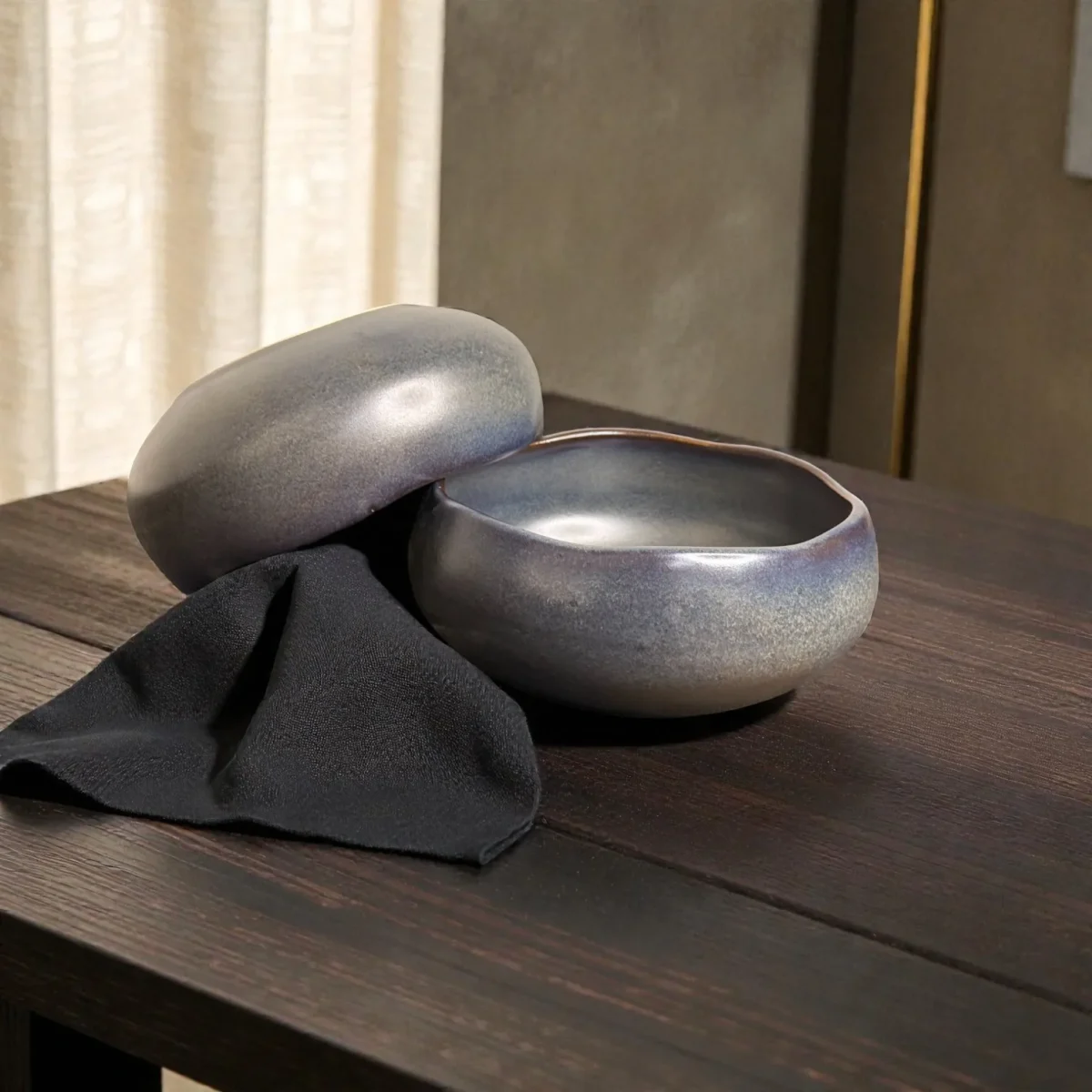 Harmiche Graphite Pebble Deep Bowls (Set of 2) – 700ml | 5 Inch (Approx.)