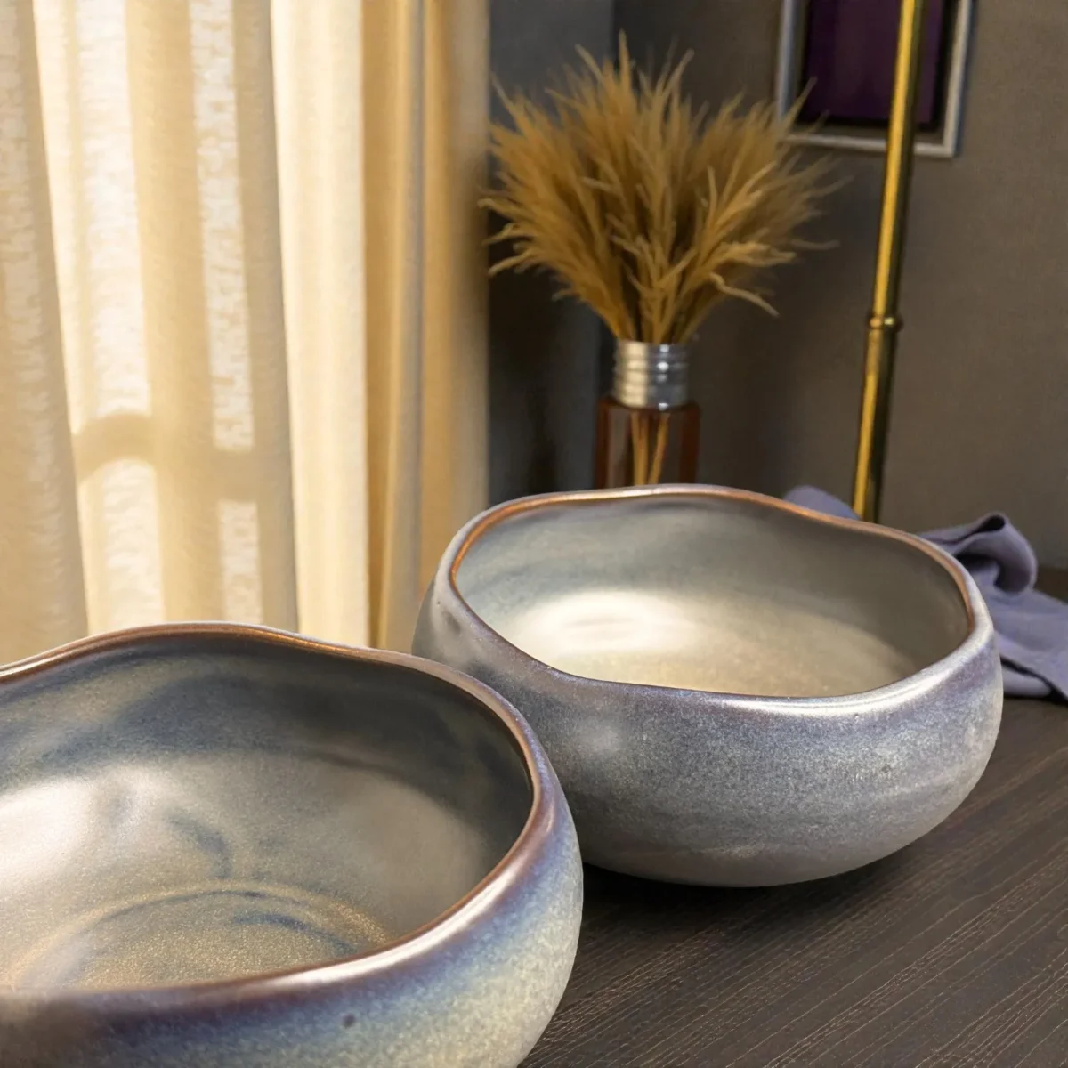 Harmiche Graphite Pebble Deep Bowls (Set of 2) – 700ml | 5 Inch (Approx.)