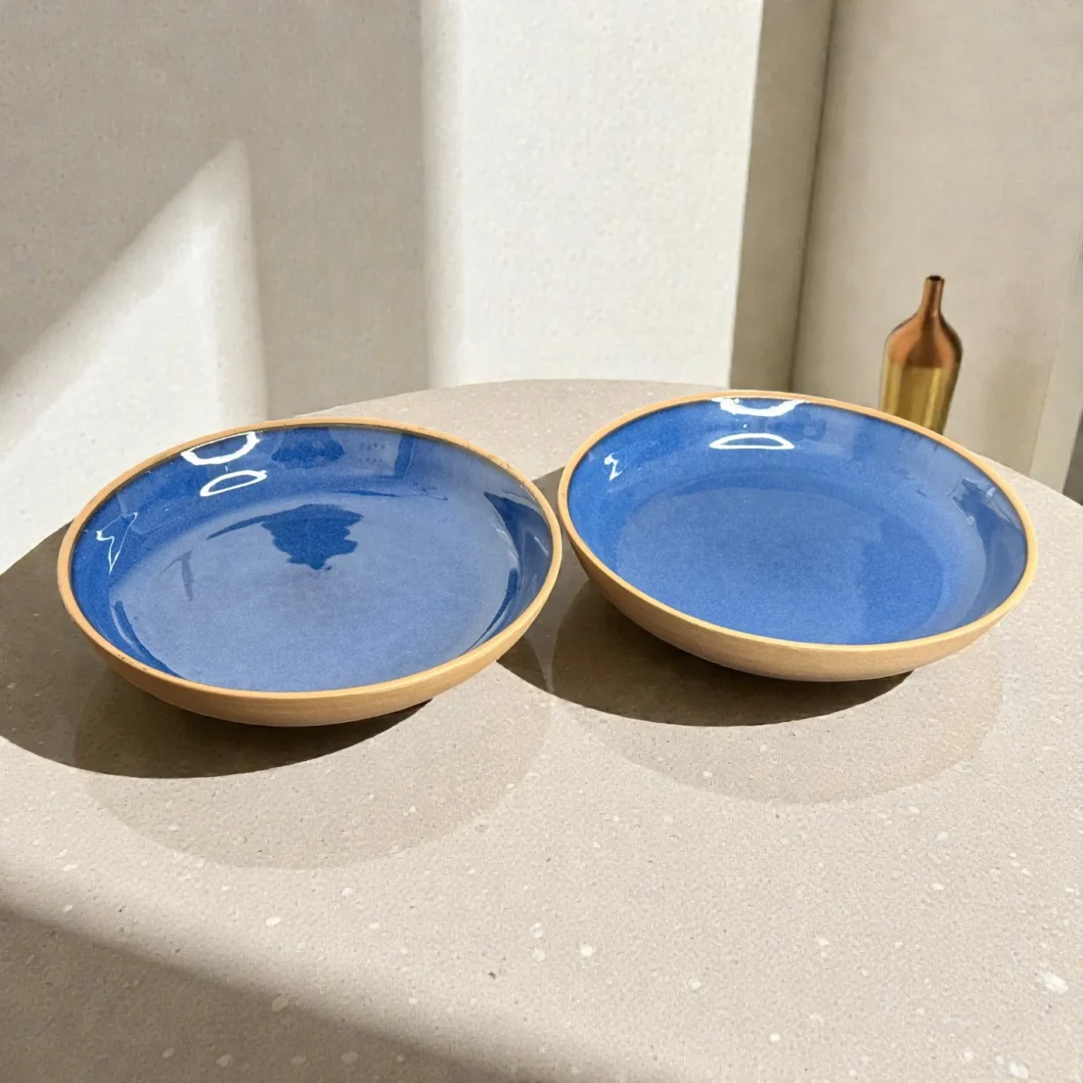 Harmiche CoastalCobalt Ceramic Deep Plates (Set of 2) – 8.5 Inch x 1.5 Inch Pasta, Soup & Bowl Plates