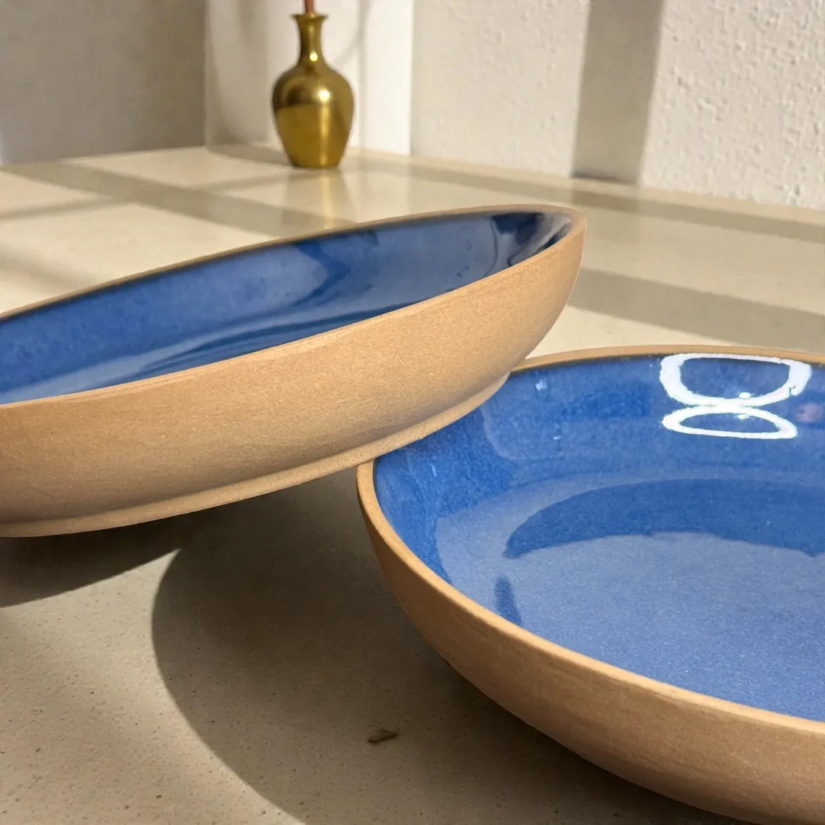 Harmiche CoastalCobalt Ceramic Deep Plates (Set of 2) – 8.5 Inch x 1.5 Inch Pasta, Soup & Bowl Plates