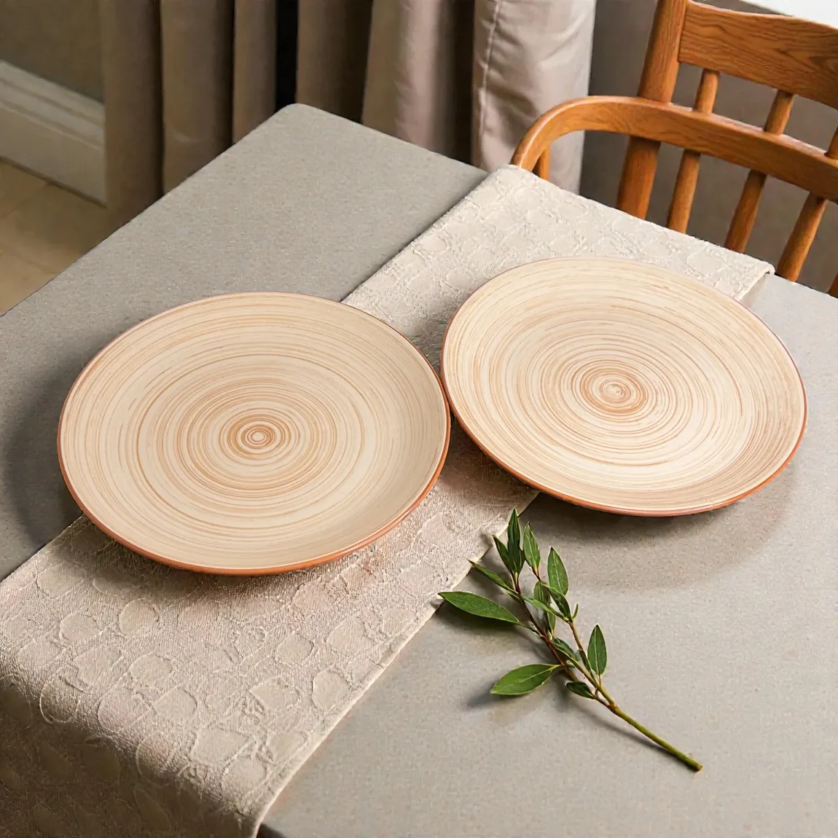 Harmiche TerraSwirl Ceramic Dinner Plates (Set of 2) – 10 Inch Round Main Course Plates