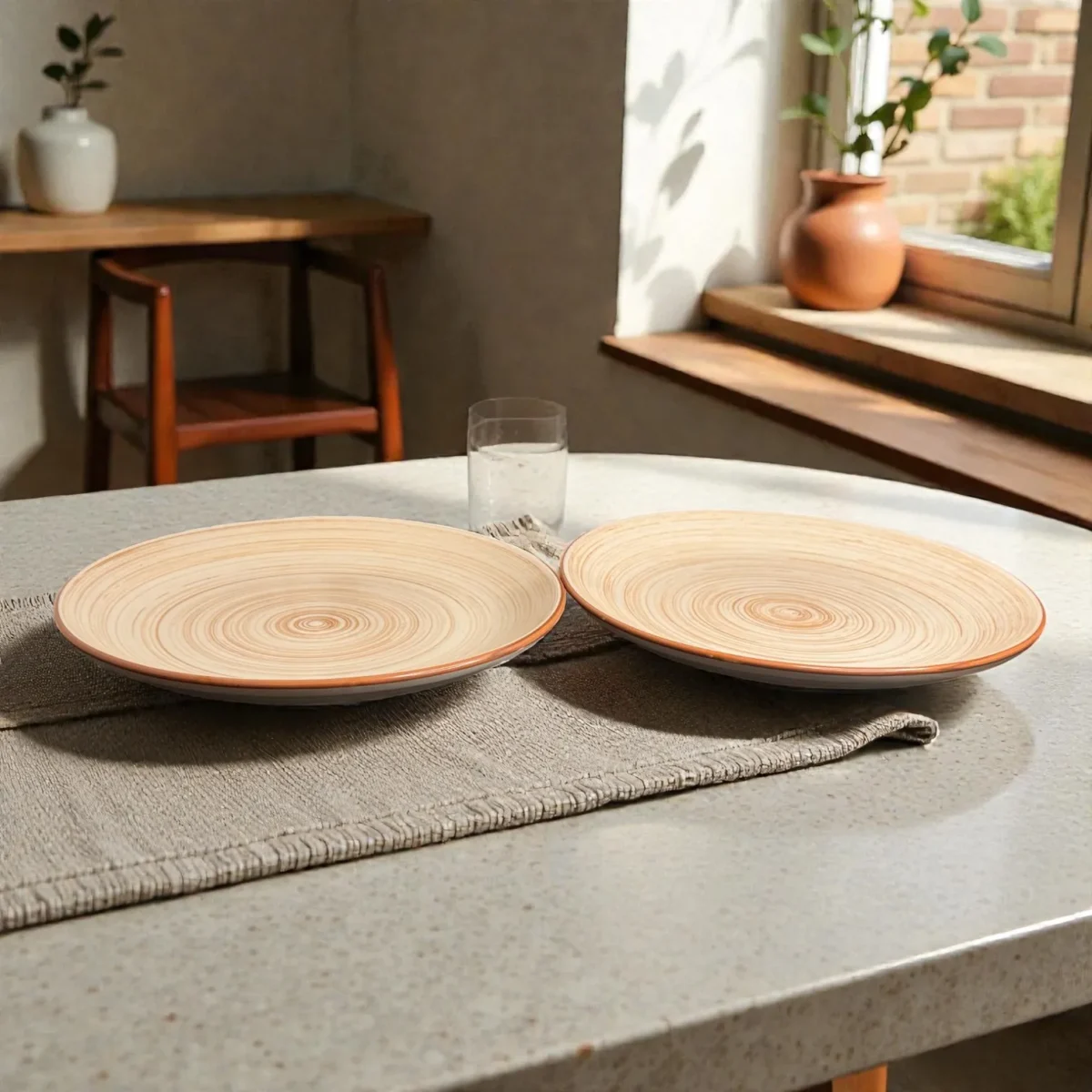Harmiche TerraSwirl Ceramic Dinner Plates (Set of 2) – 10 Round Main Course Plates