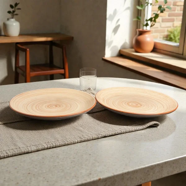 Harmiche TerraSwirl Ceramic Dinner Plates (Set of 2) – 10 Round Main Course Plates