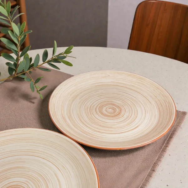 Harmiche TerraSwirl Ceramic Dinner Plates (Set of 2) – 10 Round Main Course Plates