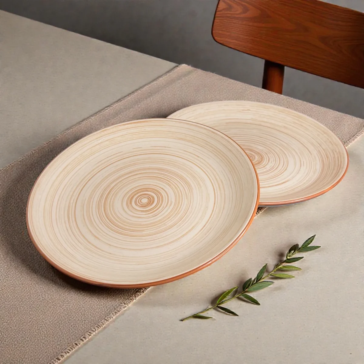 Harmiche TerraSwirl Ceramic Dinner Plates (Set of 2) – 10 Round Main Course Plates