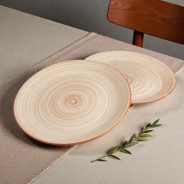 Harmiche TerraSwirl Ceramic Dinner Plates (Set of 2) – 10 Round Main Course Plates