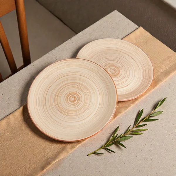Harmiche TerraSwirl Ceramic Dinner Plates (Set of 2) – 10 Round Main Course Plates