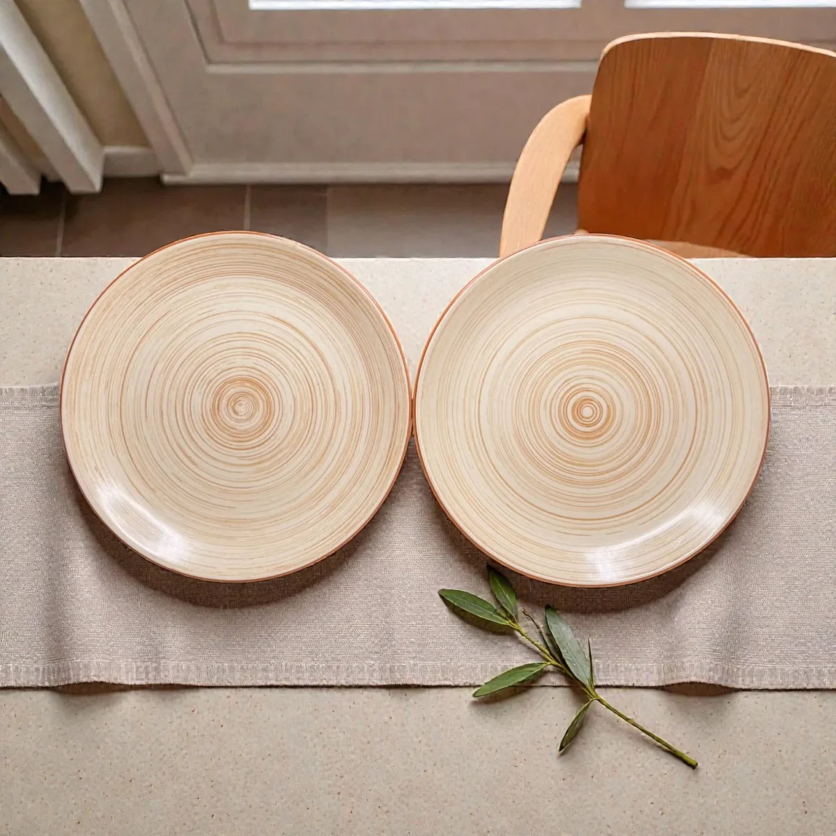 Harmiche TerraSwirl Ceramic Dinner Plates (Set of 2) – 10 Round Main Course Plates