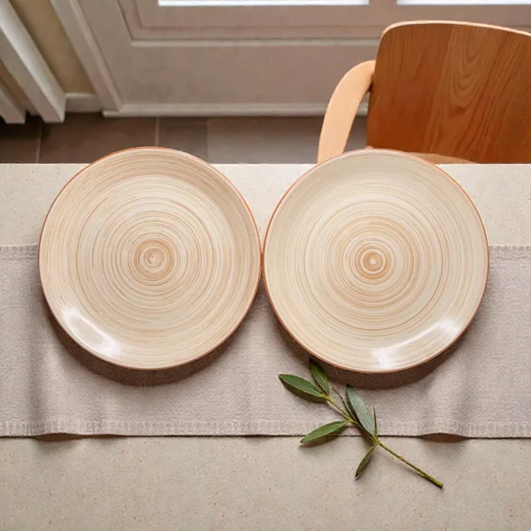 Harmiche TerraSwirl Ceramic Dinner Plates (Set of 2) – 10 Round Main Course Plates