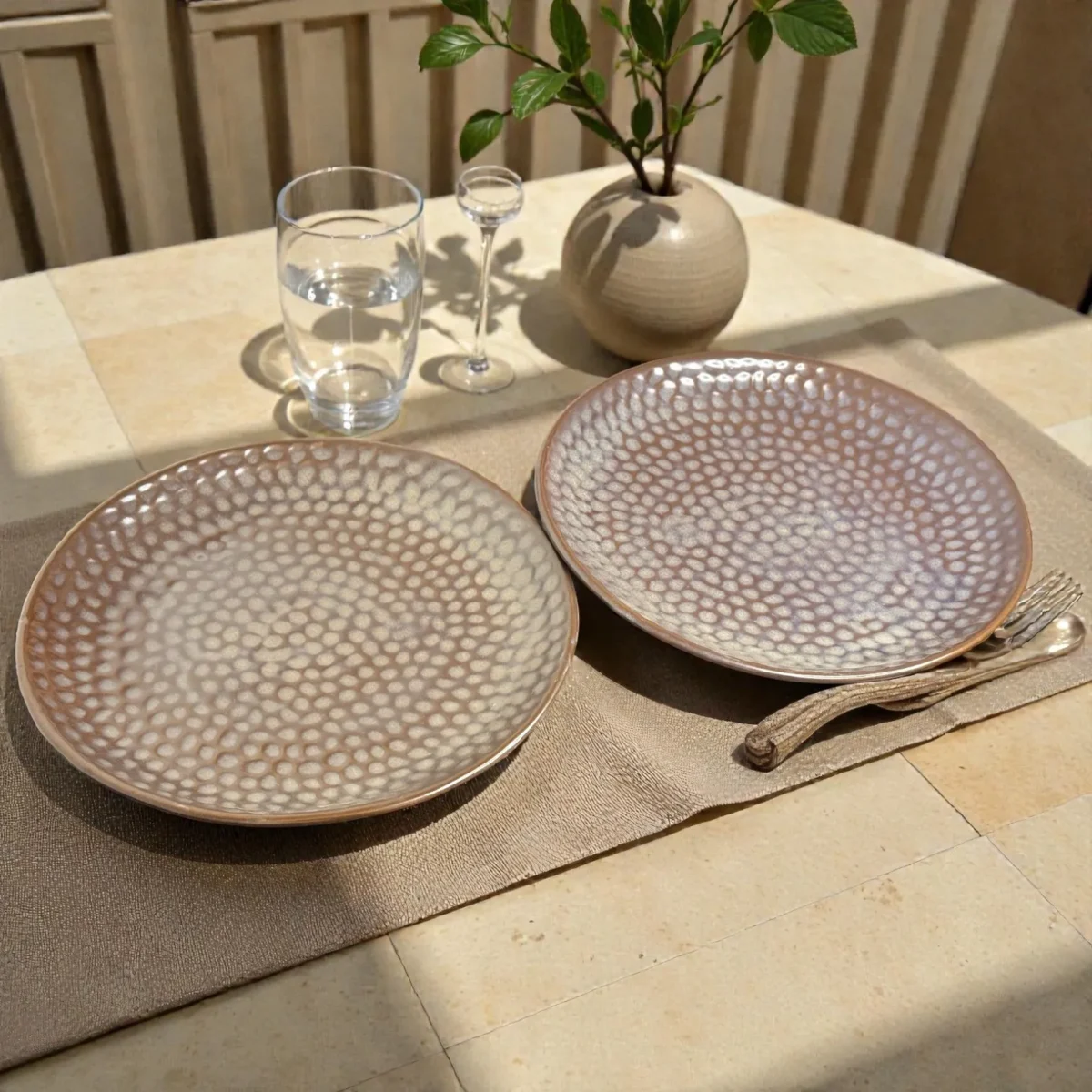 Harmiche Graphite Pebble Ceramic Dinner Plates (Set of 2) – 10 Inch Large Main Course Plates